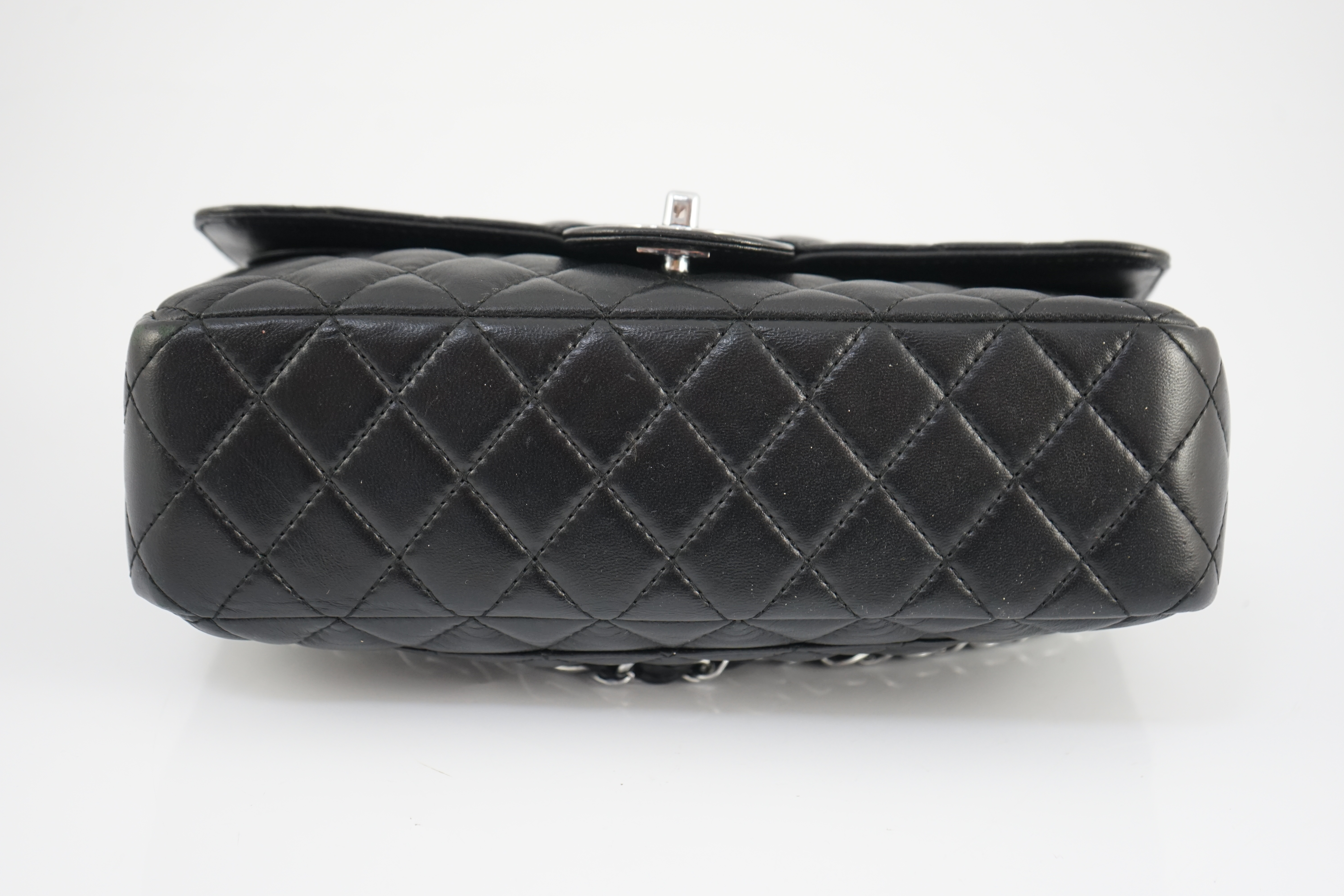 A Chanel classic black quilted leather shoulder bag width 25.5cm, depth 7cm, height 16cm